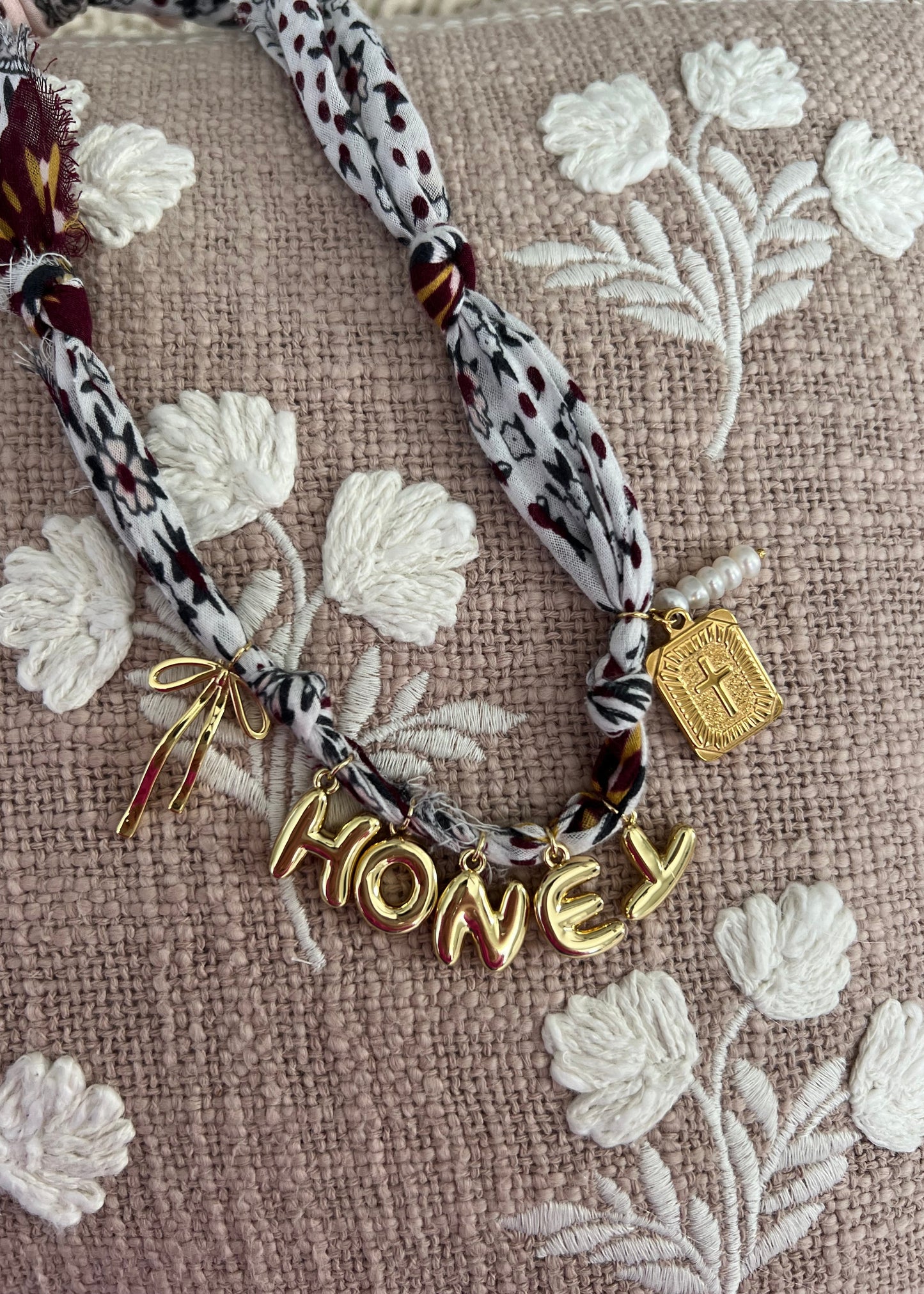 "HONEY" Bandana Charm Necklace