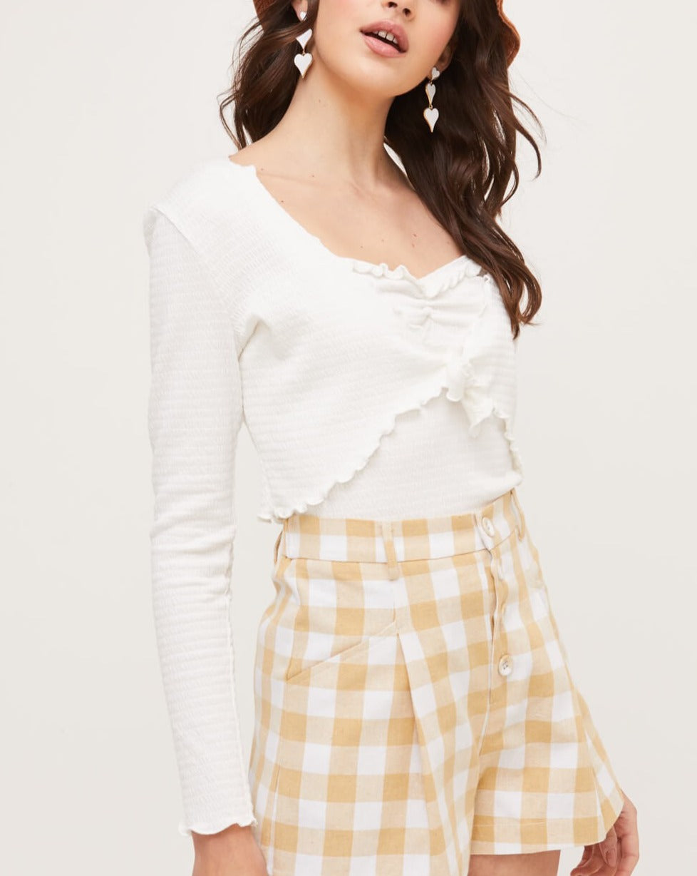 Ruffled Cardigan Tie Top